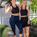 NEW YOUNG 3 Pack Capri Leggings for Women with Pockets-High Waisted Tummy Control Workout Gym Yoga Pants S/M