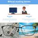 3 Pack Metal Bifocal Reading Glasses Blue Light Clear Top Spring Hinge Eyeglasses for Men Women, +2.50