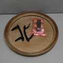 Wooden Decorative Tray for Coffee Table, Round Wood Serving Tray with Metal Handles, 13 Inch Rustic Wood Trays for Tale Centerpiece, Home Kitchen Farmhouse Decor