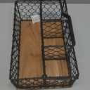 Wire Utensil Caddy with Handle Silverware Holder Wooden Base Flatware Picnic Cutlery Holder Organizer Wood Kitchen Counter for Cups Spoons Forks Plates Supplies Napkins
