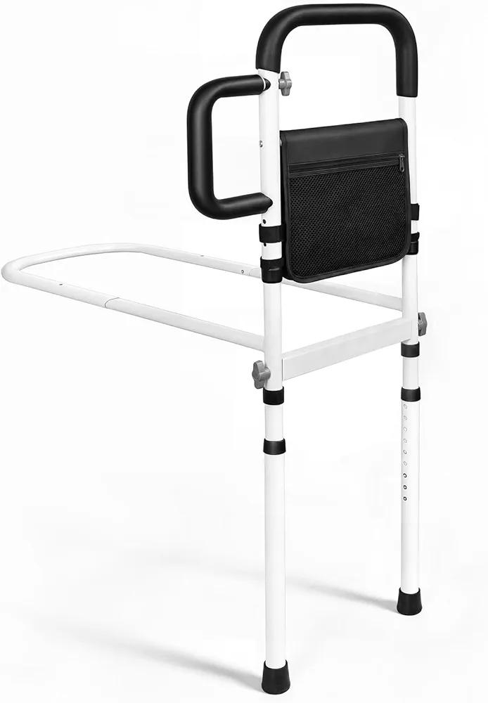 Bed Rails for Elderly Adults Safety, ASTM Certified Bed Rail for Seniors with Motion Sensor Light, Non-Slip Handle & Storage Bag, Height Adjustable Bed Assist Bar with 400LBS Support, Dark Black