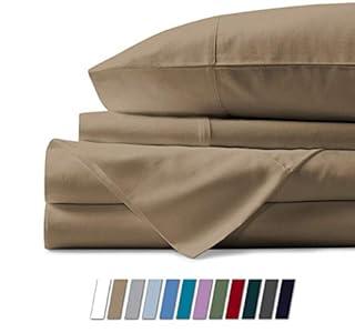 Mayfair Linen 100% Egyptian Cotton Sheets, Taupe Twin XL Sheets Set, 600 Thread Count Long Staple Cotton, Sateen Weave for Soft and Silky Feel, Fits Mattress Upto 18'' DEEP Pocket