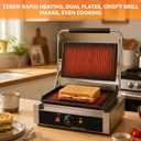 Commercial Panini Press Grill, Sandwich Maker with Adjustable Temperature