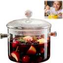 Clear Glass Potpourri Simmer Pot and Cookware for Cooking Stews Hot Beverages, Noodles Milk, Baby Food, Spices, Borosilicate Glass Saucepan, Stove Top Boiling Pot and Pan with Lid, Heat Resistance, 1.5L