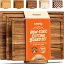 SMIRLY Wood Cutting Boards For Kitchen Meal Prep & Serving, Bamboo Cutting Board Set, Charcuterie Chopping Boards and Wooden Cutting Boards for Kitchen, 3 Pack With Holder