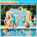 Bedwina 4-Pcs Assorted Inflatable Beach Balls - Rainbow Beach Balls for Kids in 6", 12", 16", 24" Sizes - Colorful Blow Up Pool Toys for Beach Games, Summer Party Decor & Outdoor Fun