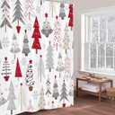 GOOESING Merry Christmas Shower Curtain Winter Christmas Tree with Snowflake Waterproof Bath Curtain for Bathroom Xmas Holiday Bathroom Decorations with Hooks 72x72 Inch