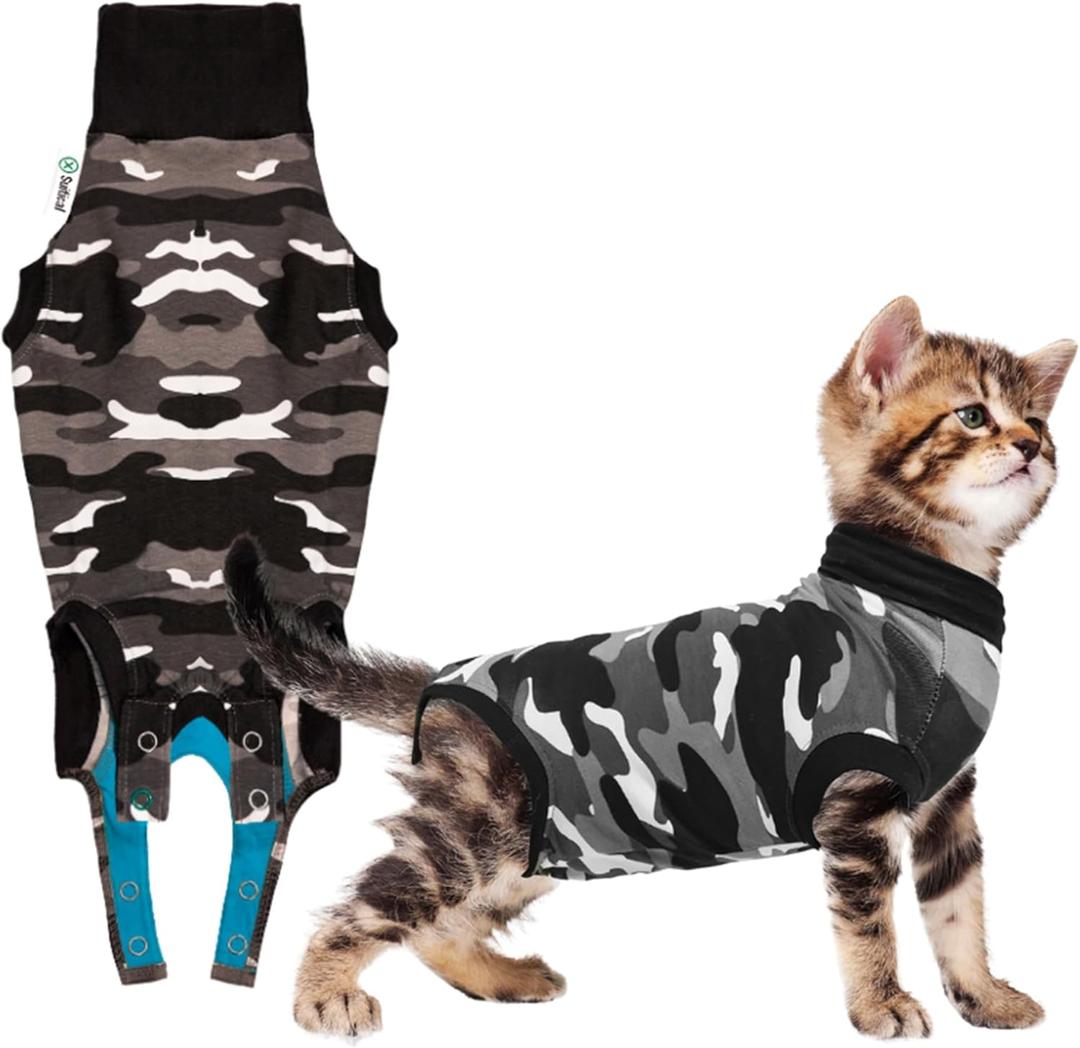 Suitical Recovery Suit Cat, XX-Small, Black Camouflage