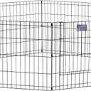 MidWest Homes for Pets Folding Metal Puppy/Dog Exercise Pen, Indoor/Outdoor Playpen with Secure Door, Provides 16 Sq Feet of Play Space, 24-Inches Tall, Black E-Coated