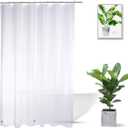 Short Shower Curtain Liner 72 x 65 Inch, Waterproof Frosted Plastic Shower Liner with Rustproof Metal Grommets and 3 Weights for Bathroom
