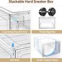 Secret Space 10 Pack XX Large Thicken Hard Shoe Organizer Storage Boxes for Closet, Modular Space Saving Shoe Boxes Clear Plastic Stackable Sneaker Containers Display Case with Lids, White