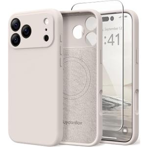 Magnetic for iPhone 17 Pro Max Case, Compatible with MagSafe, [Full Camera Protection][Screen Protector] Silicone Shockproof Protective Phone Case for iPhone 17 Pro Max 6.9", Stone