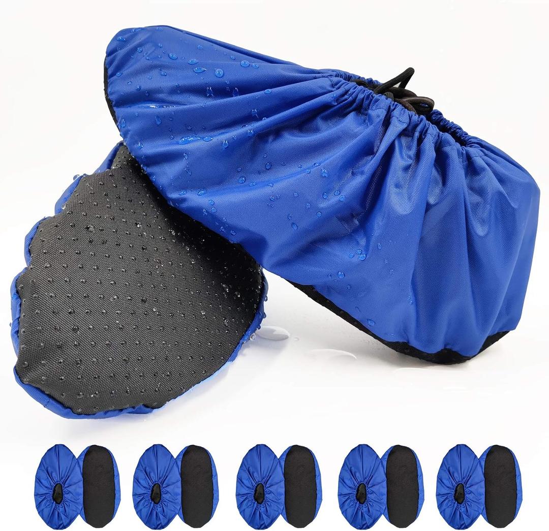 5 Pairs Non Slip Reusable Shoe Covers Waterproof Washable Boot Covers Durable Dustproof Booties Cover For Indoors Household Travel Floor Carpet Protection(Large)