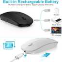 Normdecos Mouse for MacBook Wireless Bluetooth Mouse Laptop MacBook Air Mac Pro Rechargeable Silent PC iPad Optical Mice with Dual Mode Switch Bluetooth 5.2/3.0 and 2.4GHz USB Type-C Receiver Black