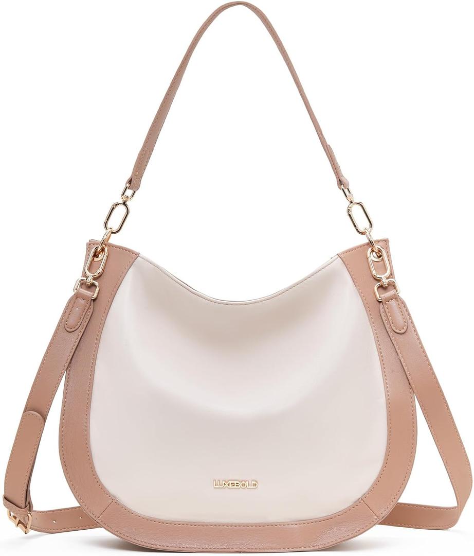 Hobo Bag for Women Crossbody Purses Shoulder Handbags Top-Handle Saddle Bag (Sandy)