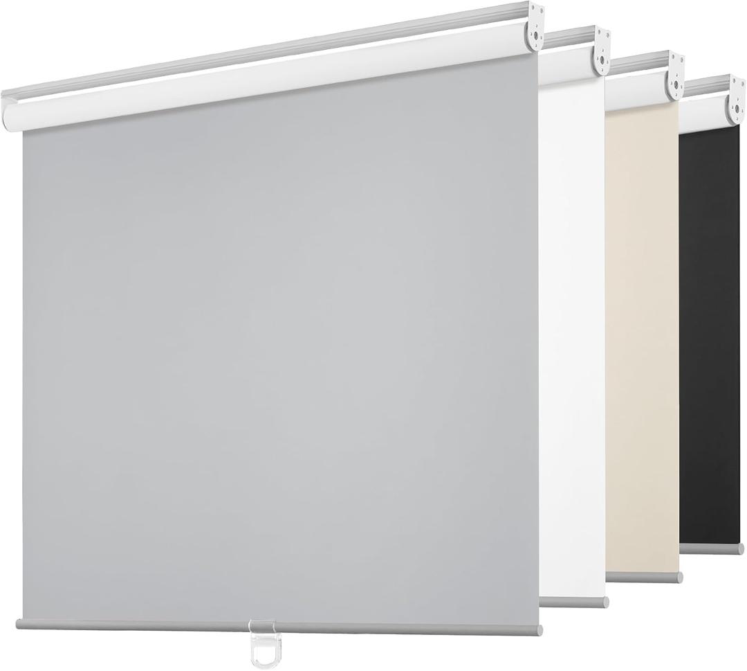 ChrisDowa Cordless Free-Stop 100% Blackout Blinds for Windows, Roller Windows Shades with Thermal Insulated, UV Protection Fabric for Living Room, Office and Home.Grey,47" W X 72" H
