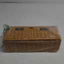 Longer Cable Management Box, 16In Handwoven Cord Management Box with 5 Slots, Floor Cord Hider Boxes for Power Strip and Wire, Cable Organizer Boxes with Lid for Desk, Floor, Office, Living Room (Rectangle, Natural)