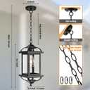 Large Outdoor Pendant Light Fixture Ceiling 16 Inch, Anti-Rust Aluminum Outdoor Chandelier for Porch with IP65 Waterproof Clear Glass Exterior Ceiling Mount Hanging Light, Matte Black