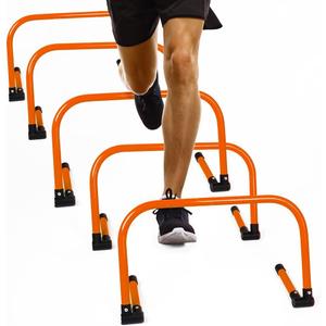 Body Sport Adjustable Athletic Speed Training Hurdles, Jumping & Speed Training Fitness Equipment, Hurdles for Track & Field, Basketball, Soccer & More, Set of 5 (Orange)