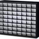 Akro-Mils 64-Drawer Plastic Drawer Storage Cabinet for Garage Organization, Bead Organizer, Building Bricks Storage, Teacher Toolbox, Makeup Organizer, 20" W x 6" D x 16" H, 10764 Black