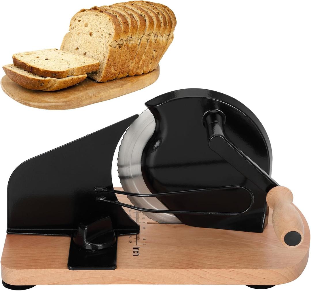 Manual Bread Slicer for Homemade Bread with 20 Bags and Acrylic Cover, 6.6"