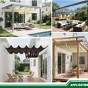 4'x16' Retractable Pergola Canopy Shade Cover UV Block Replacement Shade Cloth Outdoor Breathable Wave Sunshade Sails with Wire Cables for Deck Porch Garage Backyard Beach, Light Gray