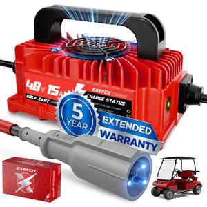48 Volt 15 Amp Golf Cart Charger with 3-Pin Round Plug for Club Car Precedent & DS Series Only for Lead Acid Battery