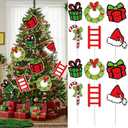 12 Pcs Large Red and Green Christmas Tree Decorations Lime Green Christmas Picks Santa Hat Candy Wreath Cutouts Picks Ornaments for Xmas Tree Vase Wreath Stairs Garland Decoration Supplies