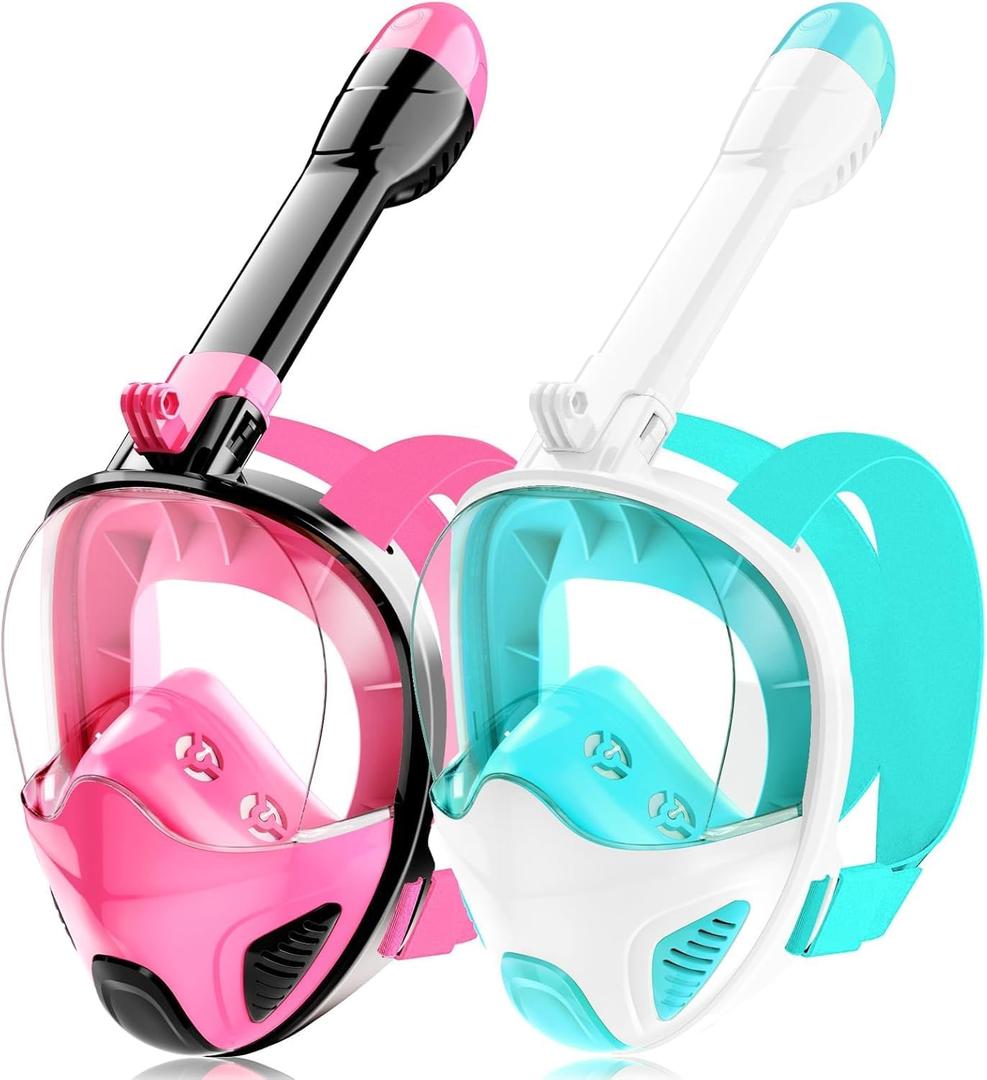 Full Face Snorkel Mask for Adults Teen, Snorkeling Gear with Detachable Camera Mount, Panoramic 180 View, Anti-Fog Anti-Leak Snorkling Set for Man and Women