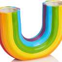 Rainbow Decorative Vase, Vibrant Color Funky Home Decor, Ceramic Vase for Flowers, Modern Decorative Cute Ceramic Vases for Home Decor