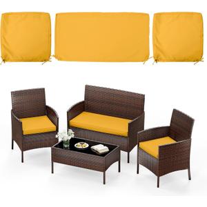 3 Pack of Outdoor Seat Cushion Replacement Set Suitable for 4 Pieces of Wicker Rattan Furniture Terrace Guest Set Sofa Chair (36x18x2, 18x18x2), Only Cover
