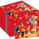 Chicken Party Napkins, 40PCS Hen Rooster Napkins Disposable, Chicken Farm Rooster Party Supplies Birthday Decorations, Farm Party Dinner Paper Napkins for Farms Girl Boy Theme Partty Supplies, 6.5 in