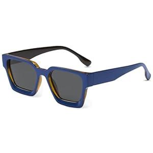 livho Rectangle Polarized Sunglasses Trendy for Women Men Retro Sun Glasses for Women Men 2025 Oversized UV Protection Shades (Amber Marble/ Black Gradient)