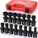 MIXPOWER 15-piece 3/8" Drive Shallow Universal Impact Socket Set, 6 Point, Metric, 8-22mm, CR-MO, Swivel Socket With Flexible Wobble