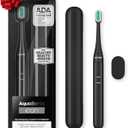 Aquasonic Icon ADA-Accepted Rechargeable Toothbrush | Magnetic Holder & Slim Travel Case | 2 Brushing Modes & Smart Timers | Gentle Micro-Vibrations(Onyx) (1 Count (Pack of 1))