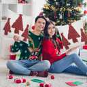 2 Pack Christmas Pillow Covers 18 x 18 Inch Red Tufted Christmas Tree Decorative Throw Pillow Covers Soft Tufted Cushion Pillowcase with Textured Trees for Sofa Couch Bedroom Holiday Decor