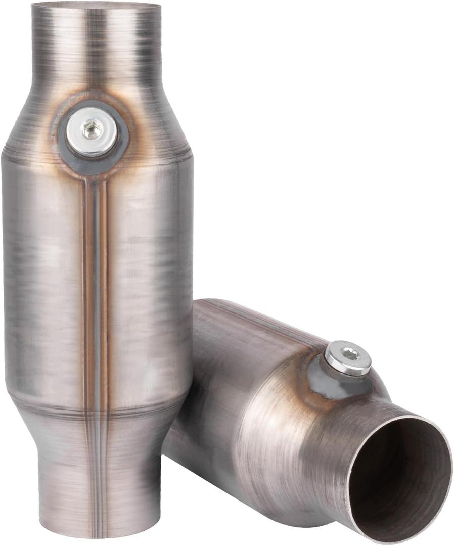 Catalytic Converter 3 Inch 2 Pcs, High Flow Universal Catalytic Convert Inlet Outlet 3 In, Direct-Fit Catalytic Convertor with O2 Port (EPA Compliant)