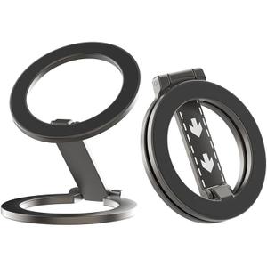 Magnetic Phone Stand, Multi-Functional Foldable, 360  Rotation, Double-Side Portable Magnetic Phone Grip for All Series of Phones (Black)