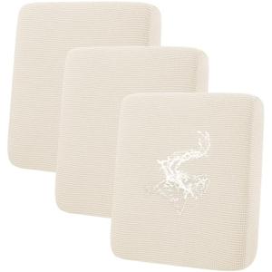 hyha Waterproof Couch Cushion Covers for Pets, Non Slip Sofa Seat Cover for Dogs Washable, Soft Thick Stretch Jacquard Fabric, Sofa Slipcovers with Elastic Bottom (3 Pieces, Light Beige)