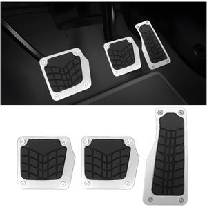 2PCS Non-Slip Car Pedal Covers, Manual Vehicle Gas Brake Pedal Pads Sets for Safe Driving, Automotive Transmission Accelerator Covers Replacement Kit Accessories, Universal Fit (Silver)