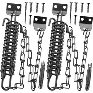 Screen Door Chain for Door Spring - 2 Pack Storm Door Chain Spring for Wind Safety Storm Door Closer Stop Front Screen Door Security Prevent Opening Damage, Heavy Duty Hardware Door Stopper Chain, Black