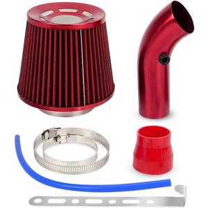 BARTOO 3'' Cold Air Intake Kit Aluminum Automotive Cold Air Intake Pipe Filter Induction Flow Hose Pipe Kit, Red