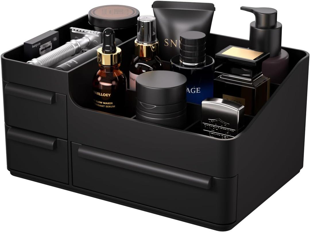 Cologne Organizer For Men: Mens Bathroom Organizer - Bathroom Organizer Countertop With Drawers, For Razor, Shaving Lotion, Skincare, Deodorant, Perfume, Gifts For Men, Valentines Day Gifts
