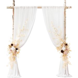 Ling's moment Wedding Arch Flowers for Wedding Ceremony Arrangement Decor, 2 Pcs Fake Flowers Swag Floral Garland Decoration, 2pcs Drapes Kit, Backdrop Stand for Party Wedding Gifts|Beige