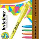 BIC Brite Liner Highlighters with Chisel Tip for Broad and Fine Lines, 24-Count Pack in Assorted Colors