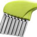 Crinkle Cutter Stainless Steel Potato Carrot Chip Vegetable Crinkle Wavy Chopper Cutter French Fry Slicer (Green)