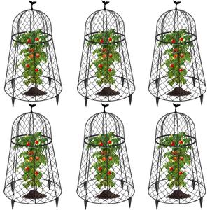 6 Packs Garden Cloches for Plants, Plant Protectors from Animals, Chicken Wire Cloche, Plant Cloche and Cage, Protection for Your Plants and Seedlings, 13" D x 20" H - Black