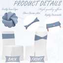 Hahafelt 100 Pcs Spandex Chair Sashes Bows with Rhinestone Ring Buckle Slider Elastic Universal Bowknot Chair Cover Bands Ties for Wedding Banquet Ceremony Event Party Decoration (Dusty Blue)