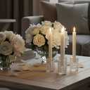 Simplelight White Flameless Taper Candles with Remote - Battery Operated Candles, LED Candlesticks, LED Taper Candle Battery Operated H:9.5 Inch (White)