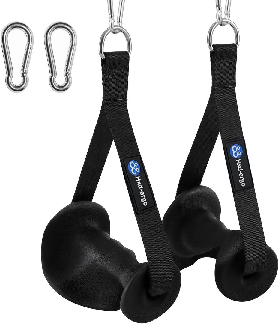 HXD-ERGO Ergonomic Exercise Handles for Cable Machine Attachments, Pilates, Strength Training WorkoutResistance Bands Heavy Duty Working Out Handles Accessories (Detachable Carabiner)